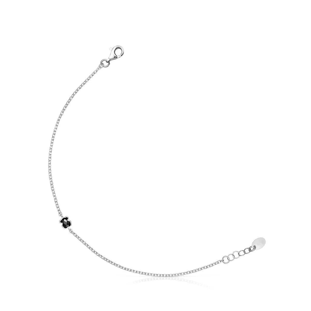 Titanium Steel Bracelet with Minimalist Black Acrylic Bear