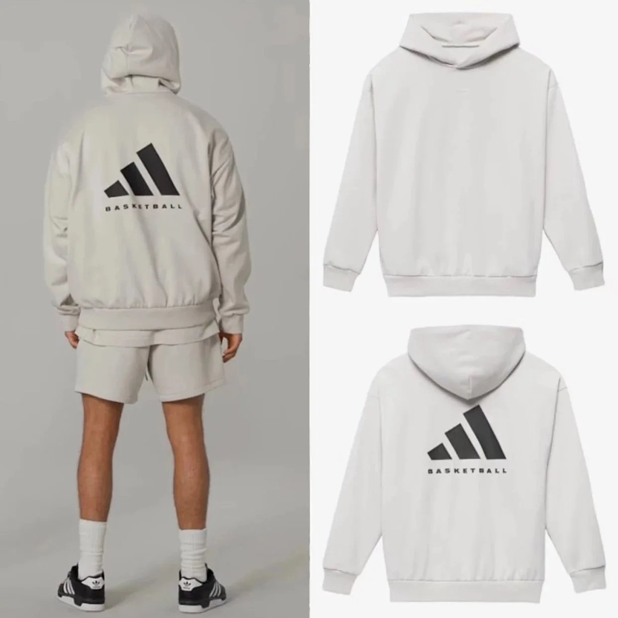 23SS秋冬 ADIDAS阿迪达斯 BASKETBALL HOODIE CHAPTER 03 后背简约大Logo运动休闲宽松男女情侣装加绒保暖廓形连帽套头衫长袖卫衣帽衫IN4241