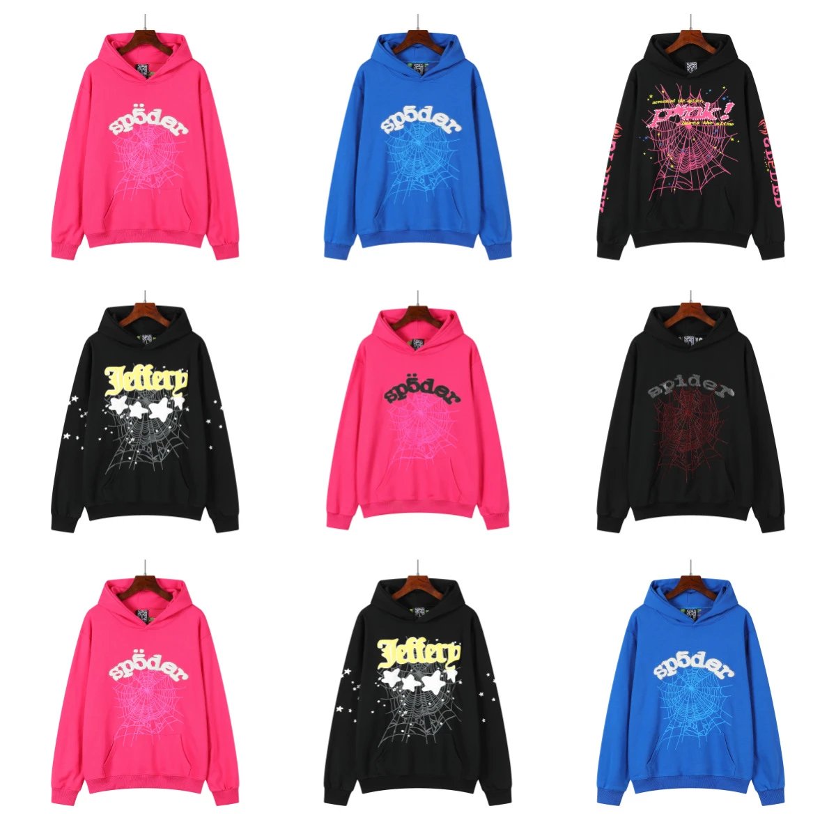 Spider Web Rhinestone Hoodie Black - 7