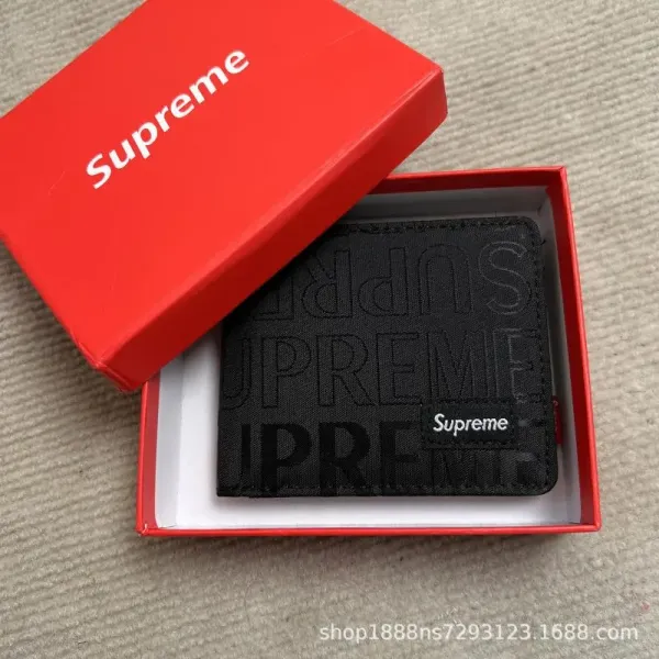 Supreme Embossed Logo Short Wallet Black - 1