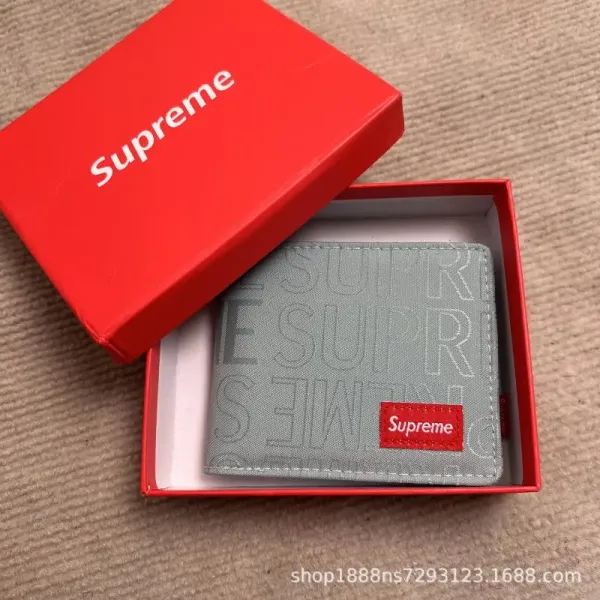 Supreme Embossed Logo Short Wallet Gray - 1