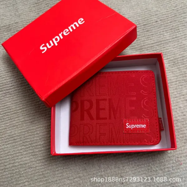 Supreme Embossed Logo Red Short Wallet - 1