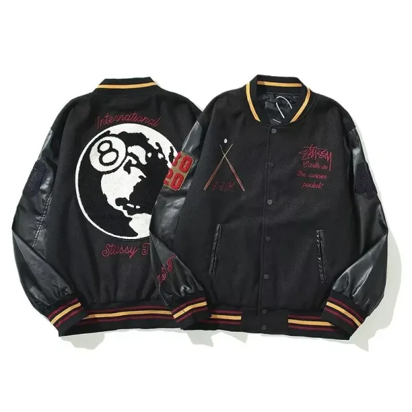 Stüssy International 8-Ball Varsity Jacket Black - 1