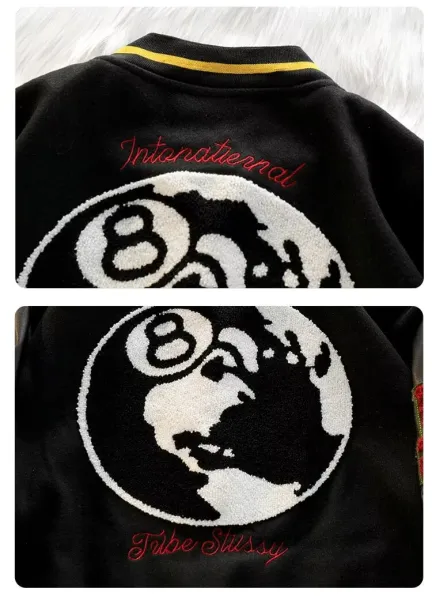 Stüssy International 8-Ball Varsity Jacket Black - 9