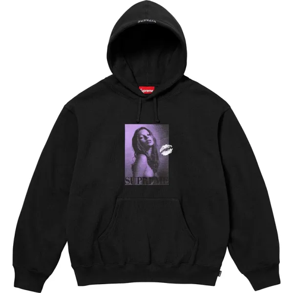 Supreme Lips Print Hoodie Black - 1