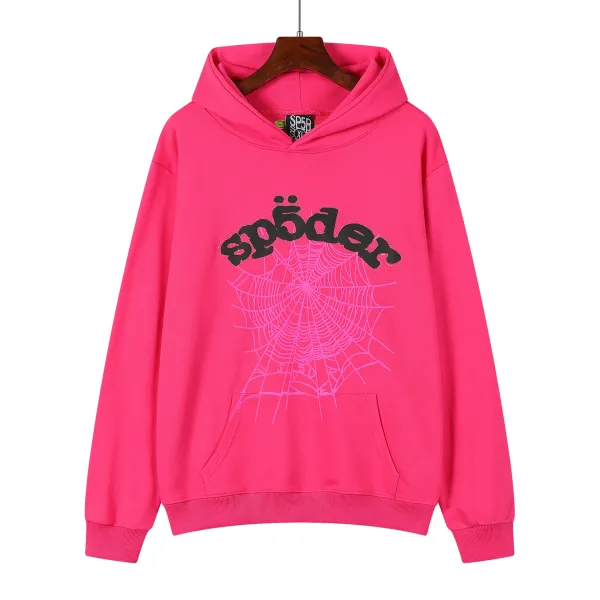 Spider Web Graphic Hoodie Pink - 1