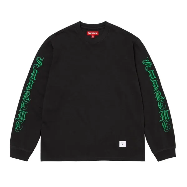 Supreme Gothic Logo Long Sleeve T-Shirt Black - 1