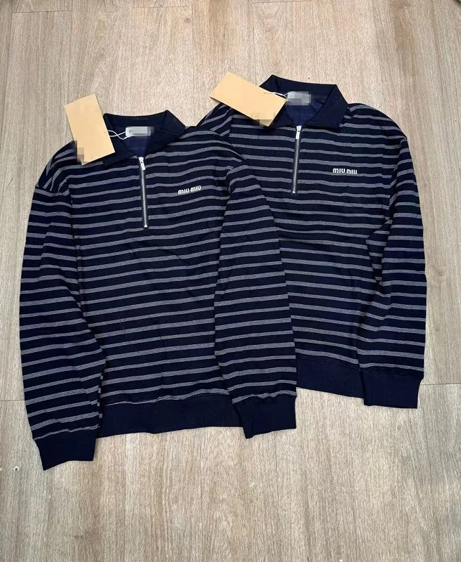 Design Half-Zip Striped Polo Navy Blue Top - 4