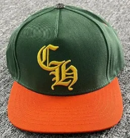 Custom Embroidered 'CL' Logo Snapback Cap Green and Orange Baseball Cap - 1