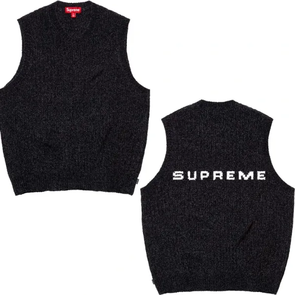 Supreme Pixelated Logo Knit Vest Black - 1
