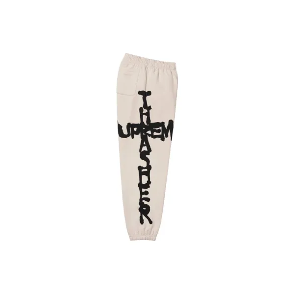 Supreme Cross Logo Sweatpants Beige - 1