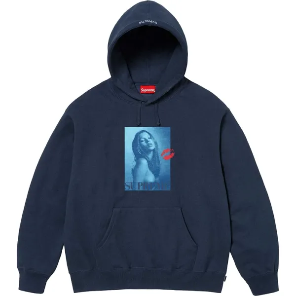 Supreme Lips Print Hoodie Navy - 1