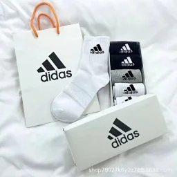 thumbnail for Five pairs of AD black, white and gray men's and women's mid-leg sports socks