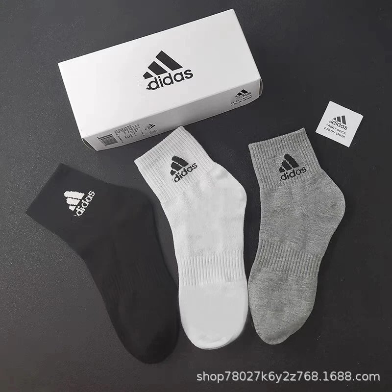 Adidas 5-Pack Mid Crew Socks Black White Grey photo 4