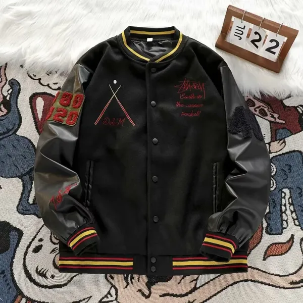 Stüssy International 8-Ball Varsity Jacket Black - 4