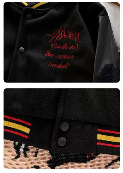 Stüssy International 8-Ball Varsity Jacket Black - 7