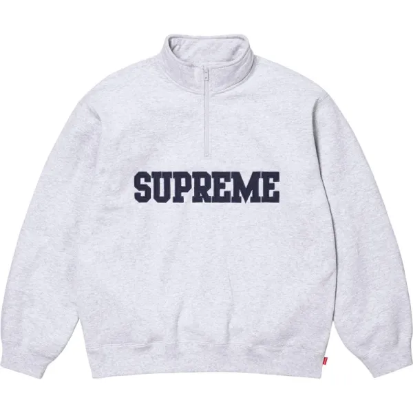 Supreme Half-Zip Sweatshirt Heather Gray Hoodie - 1