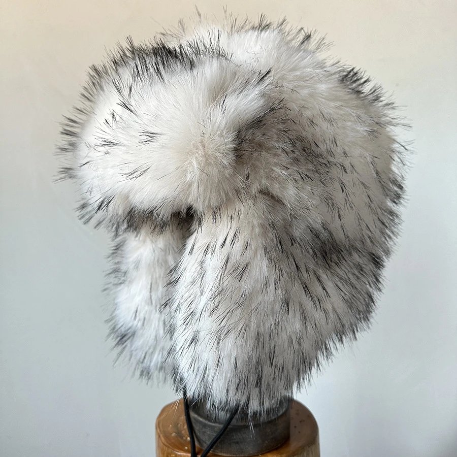 Ushanka Ear Flap Hat Premium White / Gray