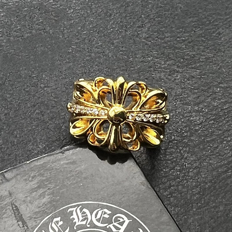 Gold Diamond Iris Flower Ring - [Adjustable Open]