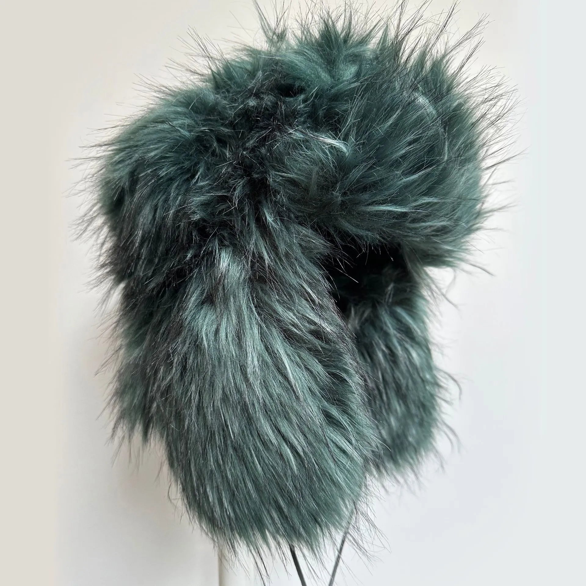 Ushanka Ear Flap Hat Premium Cyan Gray
