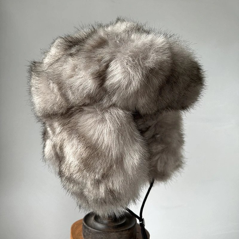 Ushanka Ear Flap Hat Premium Beige Gray