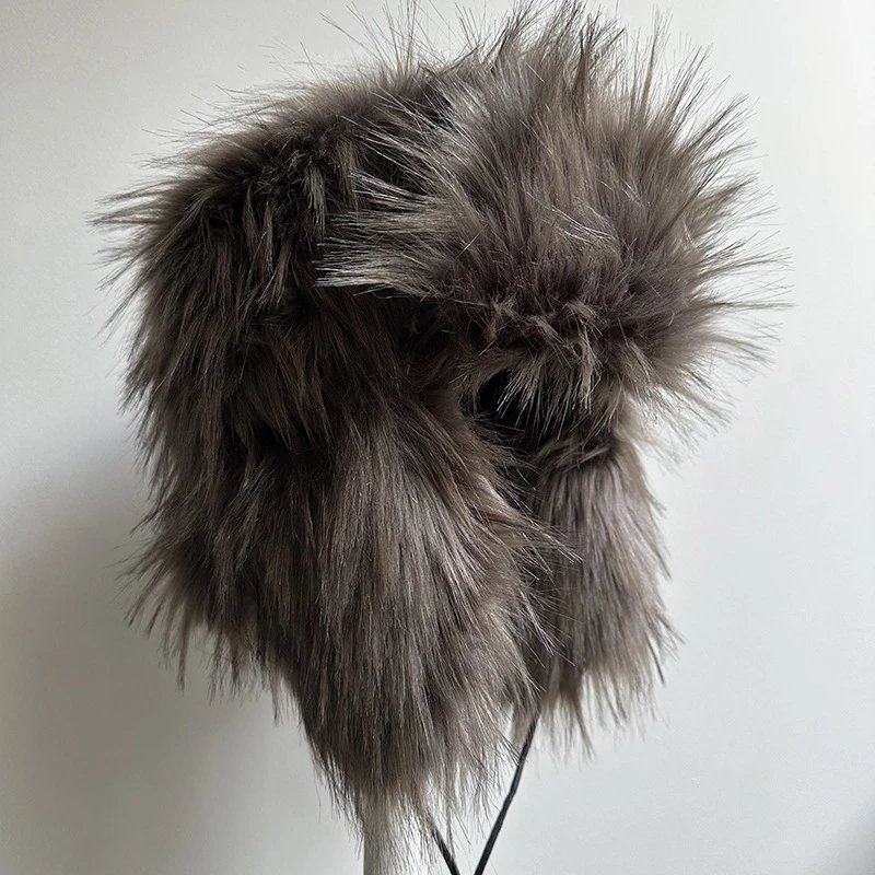 Ushanka Ear Flap Hat Black Gray