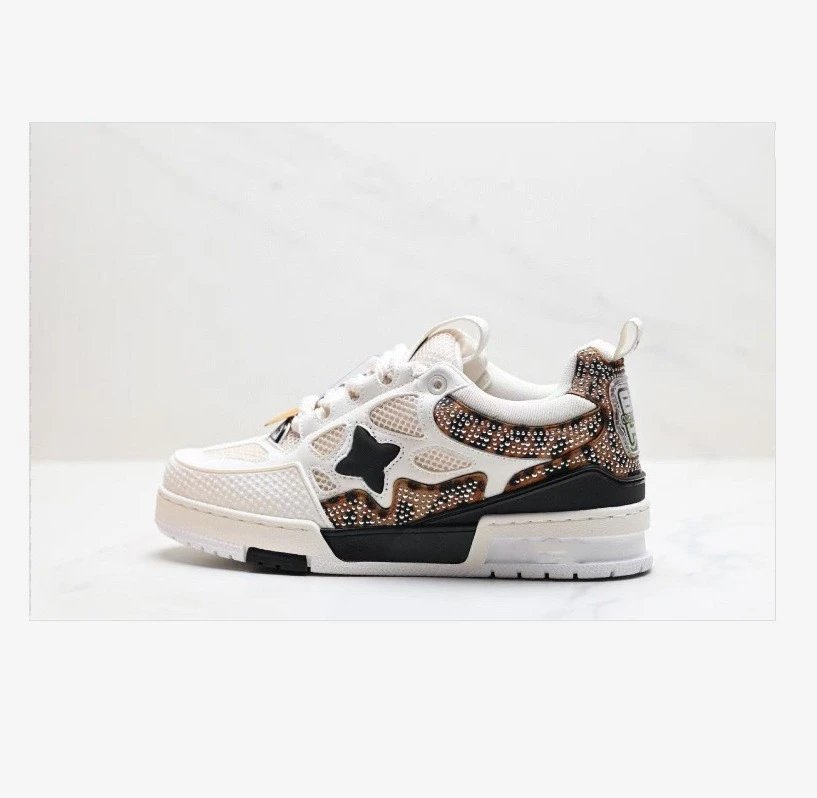Unbranded Sneakers Low-Top Chunky Rhinestone Mesh — 14 Leopard Drill