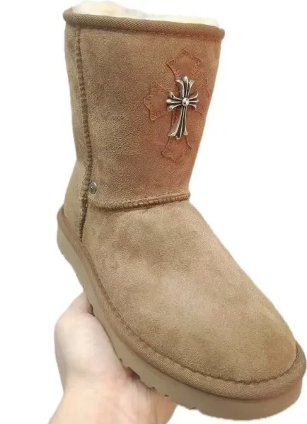 Chrome Hearts Cross Embroidered Suede Boot Brown - 4
