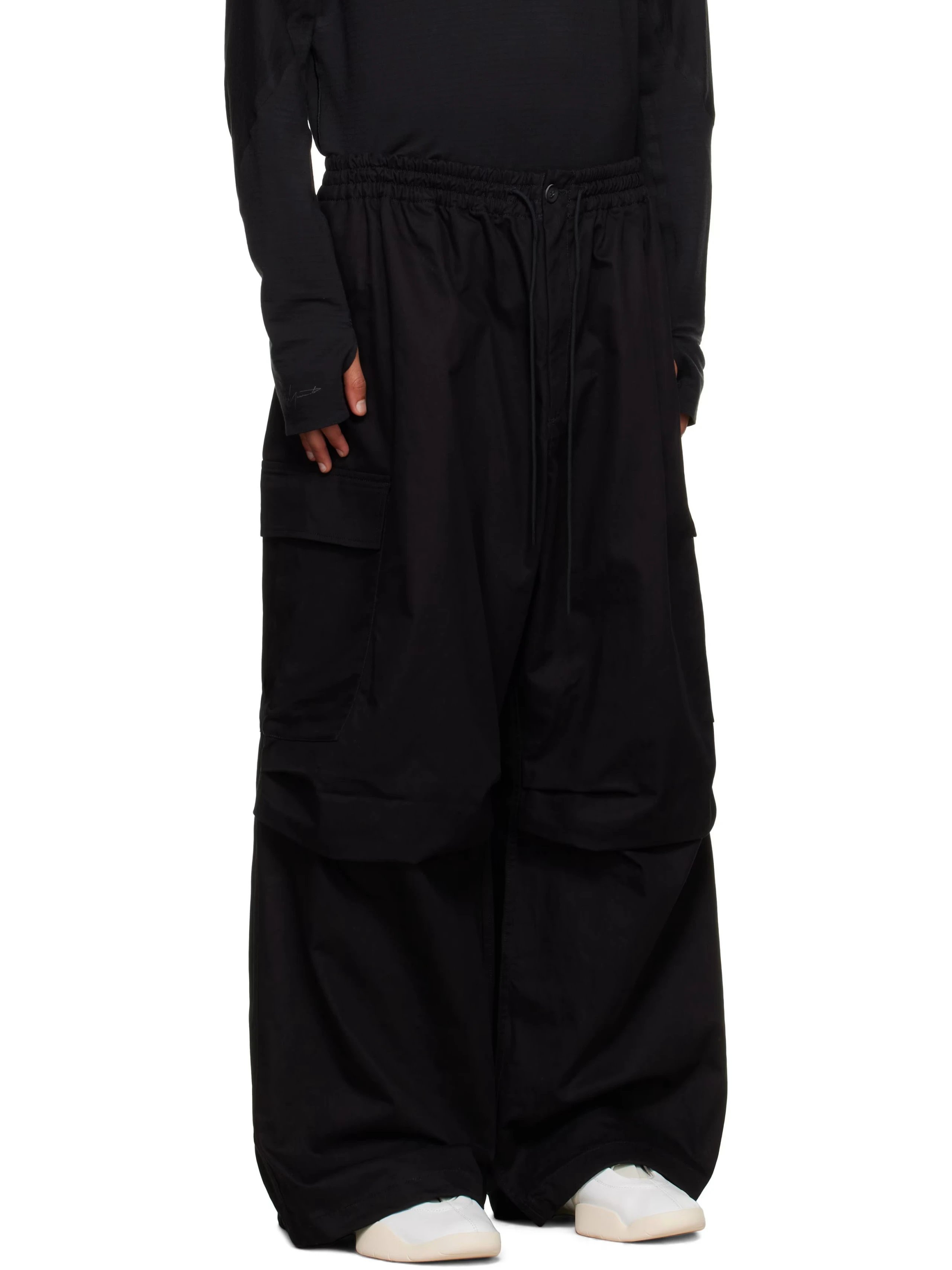 25AutumnNewYohjiStyleExtraLargeCargoPantswithPleatedPocketDecorationStraightWide-LegTrousers