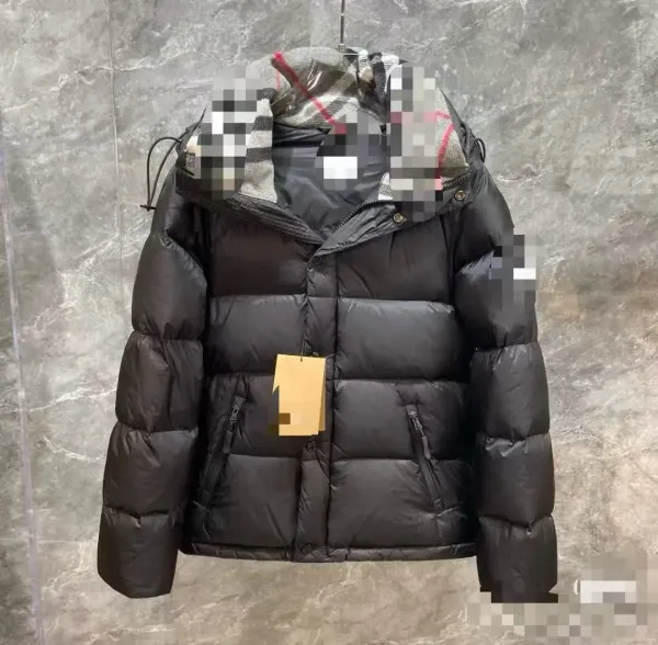 Burberry Hooded Down Jacket Black with Classic Check Lining - 1