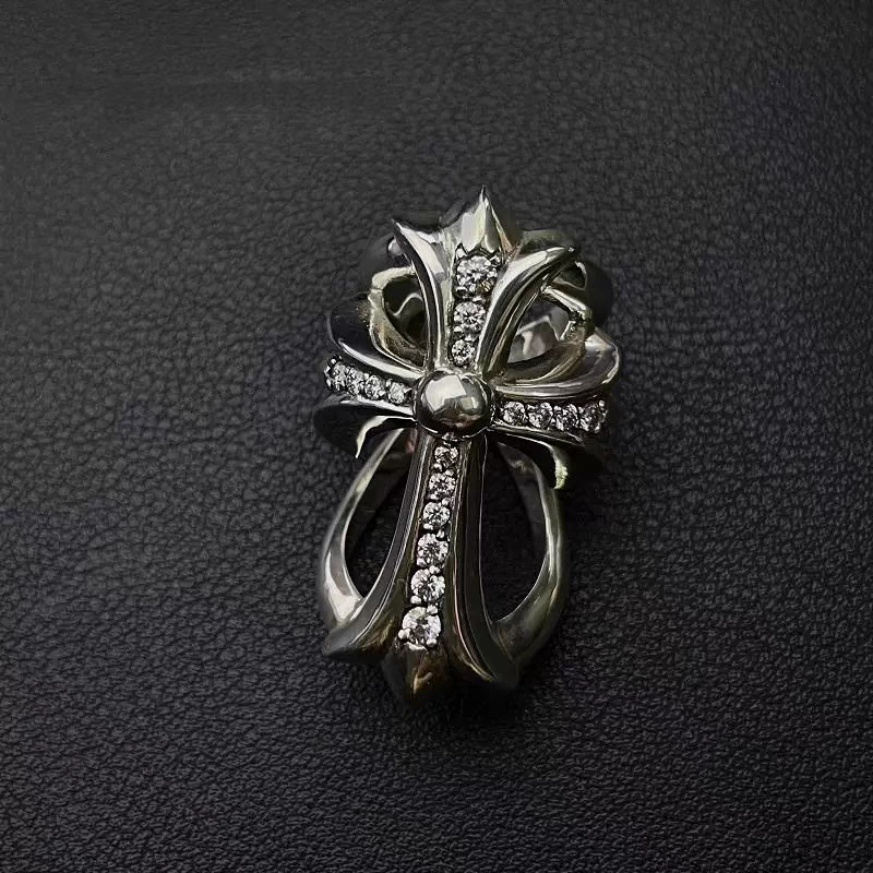 Silver Cross Ring withDiamonds, Sterling Silver, RetroStyle For Men And Women, indexFinger Ring, European andAmerican Style Couple Ring, Gift