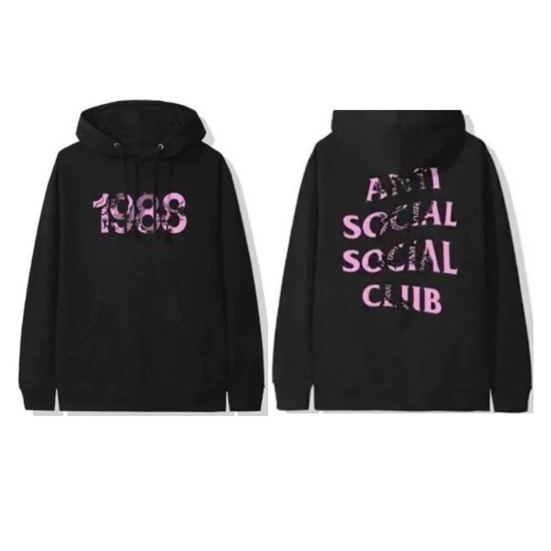 Anti Social Social Club 1988 Pink Print Hoodie Black