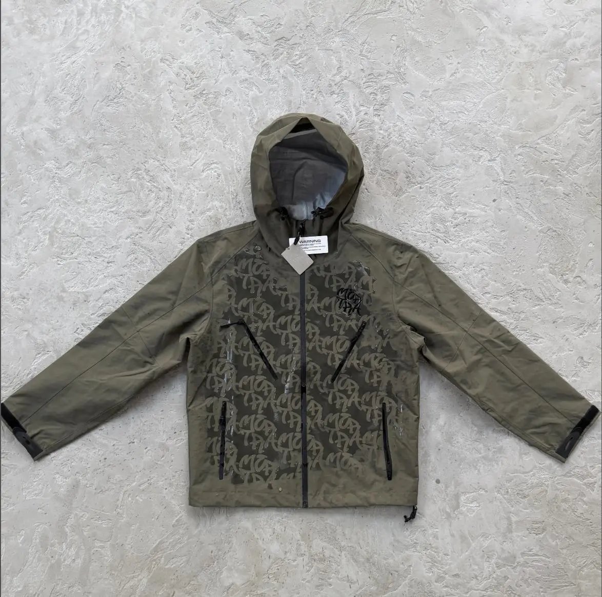 MUTA Jackets Hooded zip-up shell jacket with multiple zip pockets — SALE Olive Green