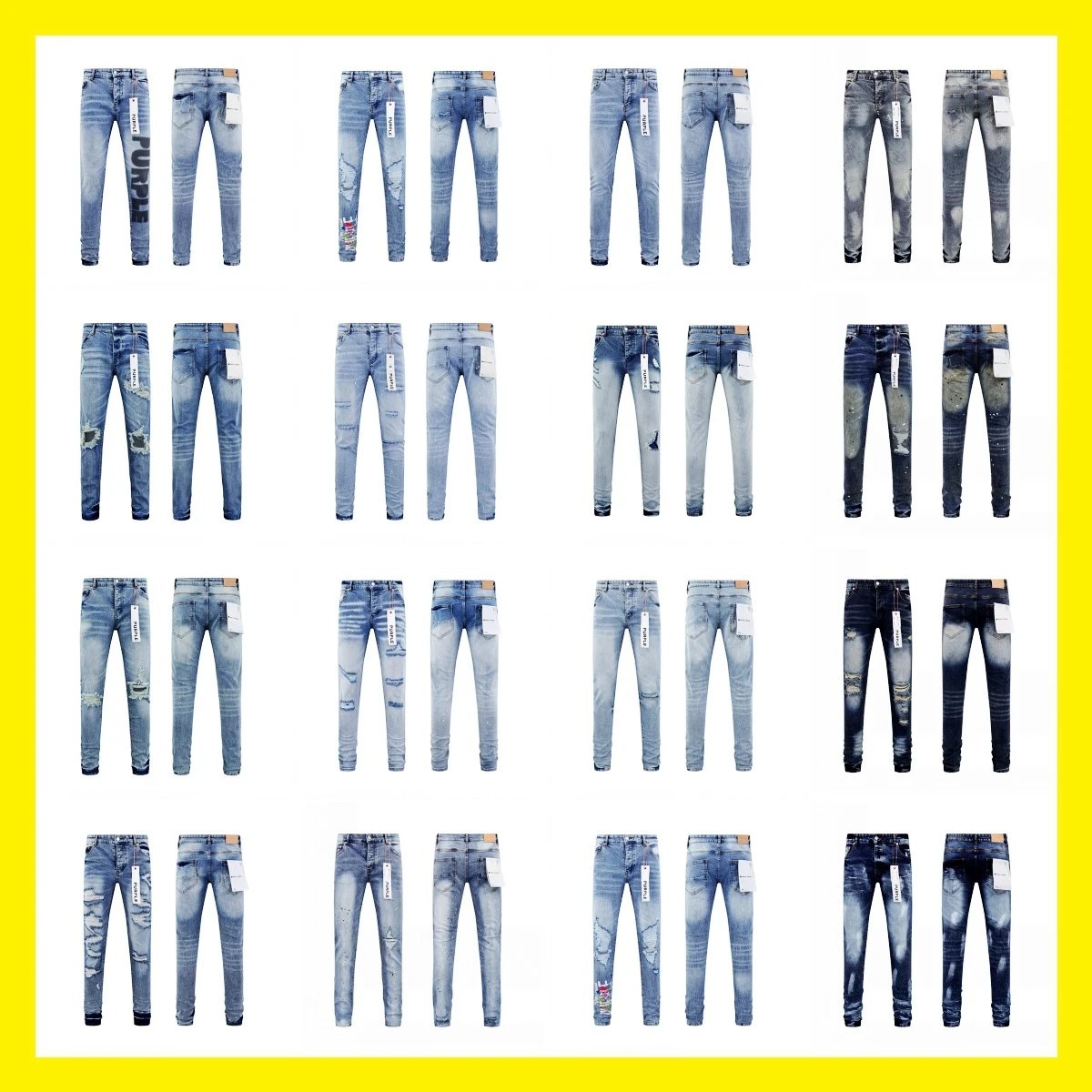 CrossBorder Wholesale Purple American High Street Ripped Patch Trendy Retro StraightLeg Am1Ri Jeans Brand 2
