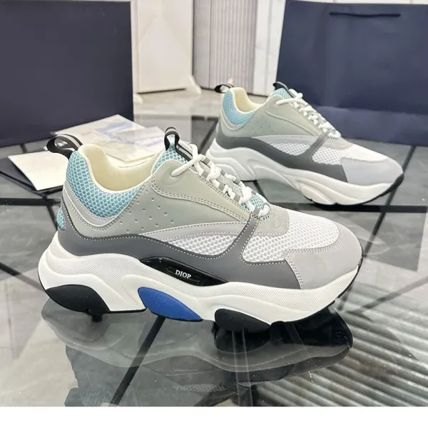 Dior B23 Low Mesh White Gray Blue Sneakers Chunky Sneakers - 1