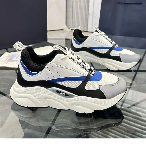 Dior B23 Low White Blue Black Chunky Sneakers - 1