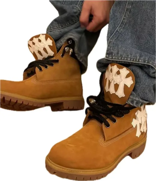 Chrome Hearts x Timberland Wheat Boots with Cross Motif - 1