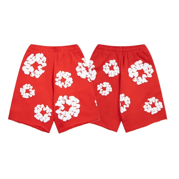 Design Floral Print Red Shorts - 1