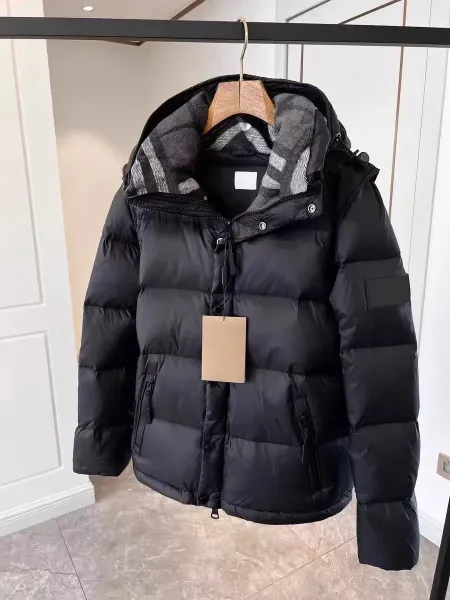 Burberry Hooded Down Jacket Black with Classic Check Lining - 2