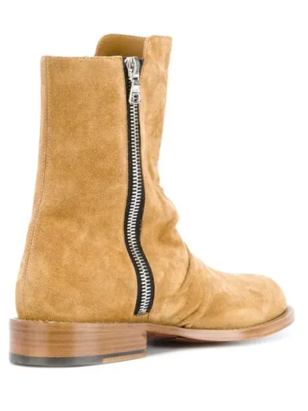 Design Ruched Suede Ankle Boots with Side Zipper Black Boots - 4