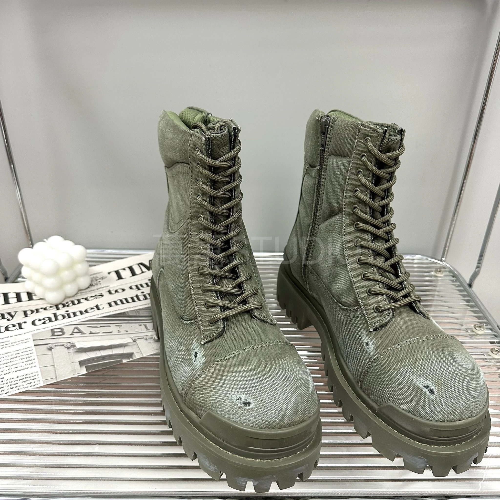 Design Military-Style Combat Boots Army Green