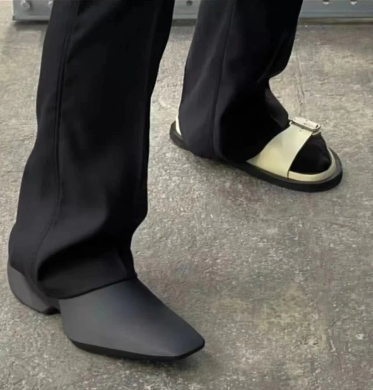 Rick Owens DRKSHDW Black Square-Toe Mule Sandals