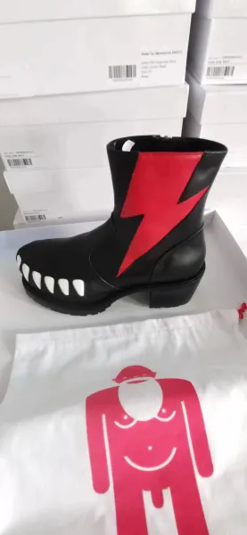 Design Walter Van Beirendonck Hyper Boot Black Red Lightning Boots Ankle Boots - 1