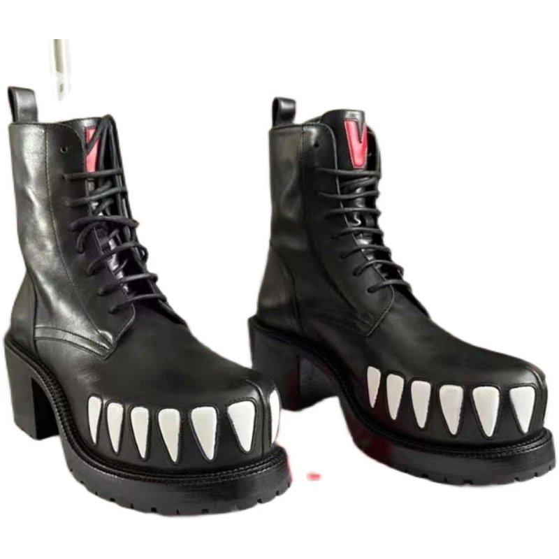 Valentino Rockstud Spike Tooth Boots Black - 5
