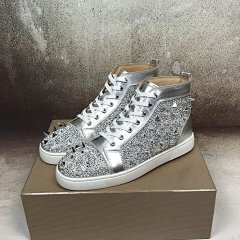 European Style Spring and Autumn Celebrity-Inspired Cl Men's High-Top Shoes with Sea Cucumber Studs and Red Soles, Genuine Leather Women's Shoes, Trendy Nightclub ShoesProduct LinkRefresh