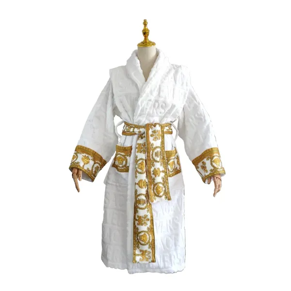 Versace Medusa Barocco Bathrobe White Sleepwear - 8