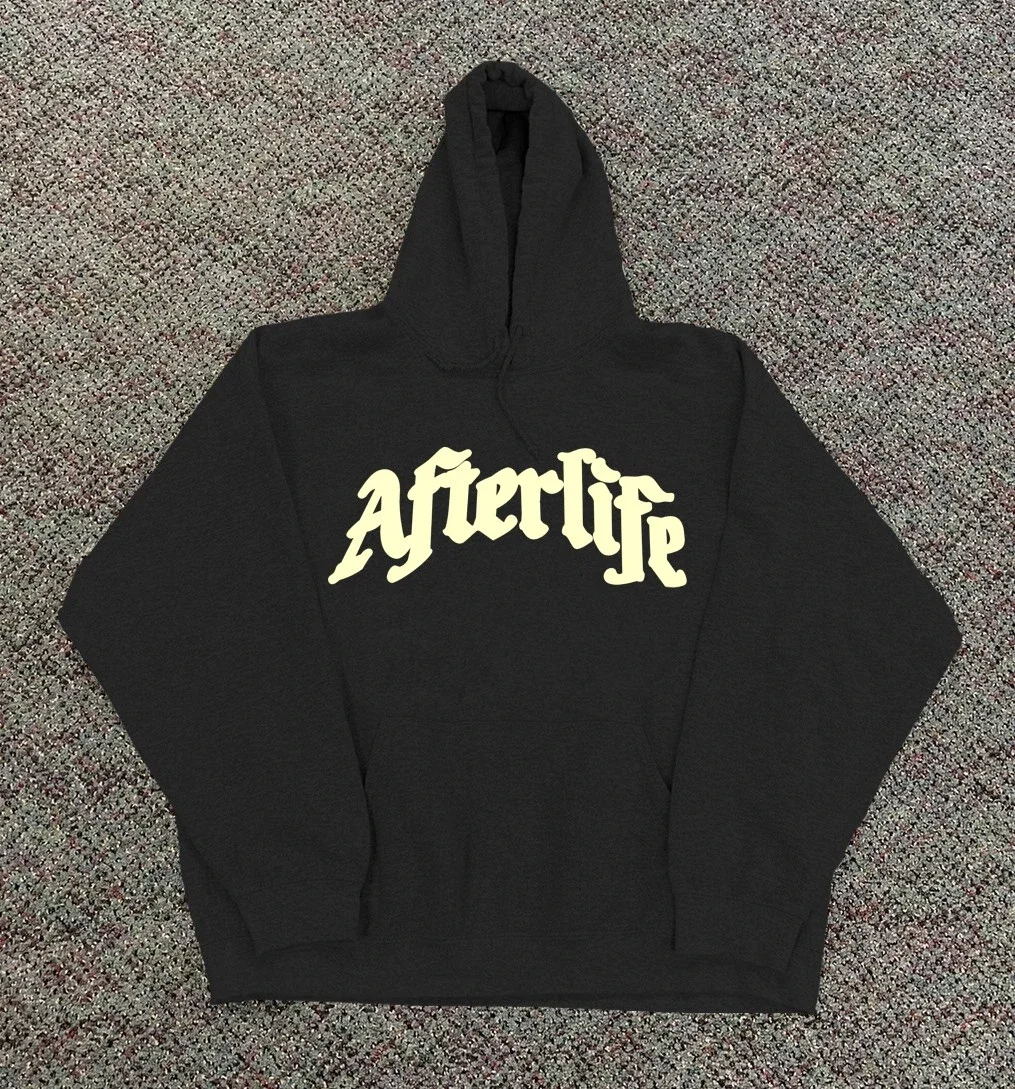 Afterlife Black Gothic Font Hoodie - rep bluzy z kapturem