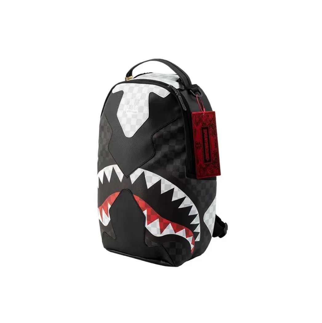 Design Sprayground Shark Mouth Checkered PVC Backpack Backpacks - 12