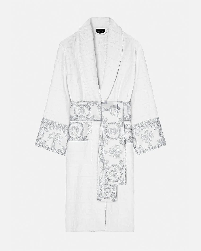Versace Medusa Barocco Bathrobe White Sleepwear