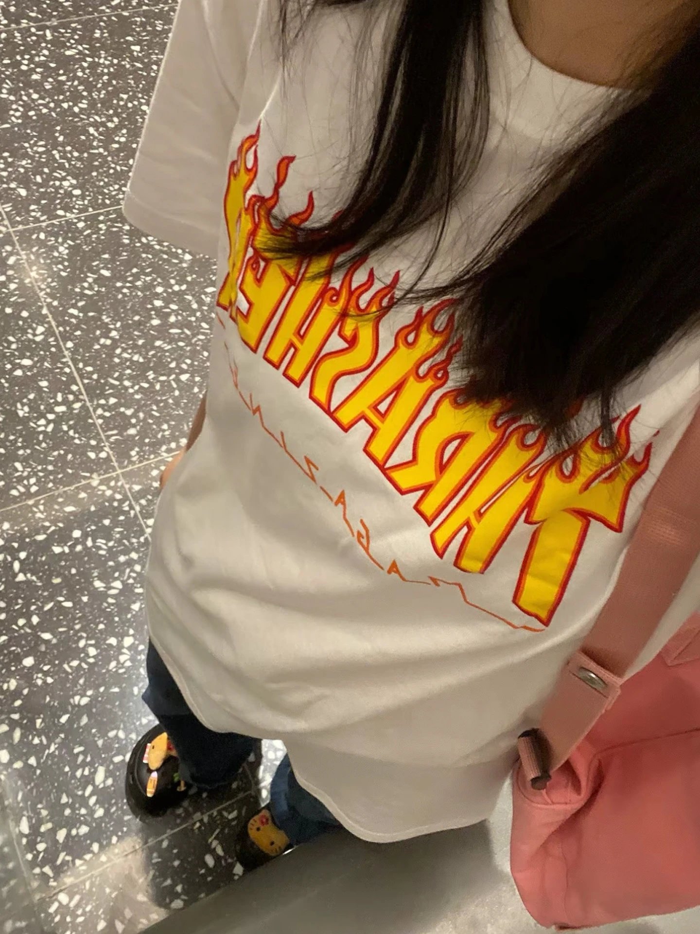 短袖2025纯棉t恤thrasher火焰经典黄火印花男女情侣百搭半袖重磅-seb - 135819